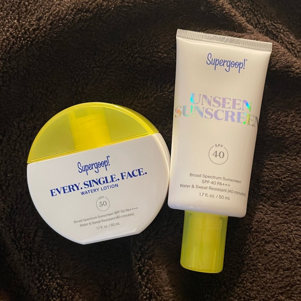 BUNDLE Supergoop Every Single Face and Unseen sunscreen, used twice! Spf 40 50